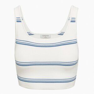 Aritzia Babaton Squareneck Cropped Tank (Blue White Stripe) - Size S